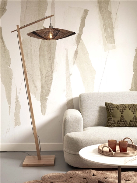 Een Vloerlamp Iguazu L bamboe nat h.176cm kap 55x14cm jute zw nat. koop je bij Meubels and More