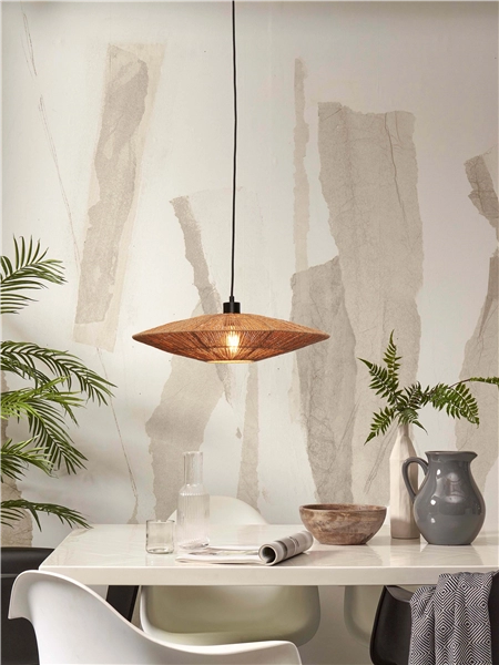 Een Hanglamp Iguazu jute schijf L dia.55xh.14cm naturel koop je bij Meubels and More