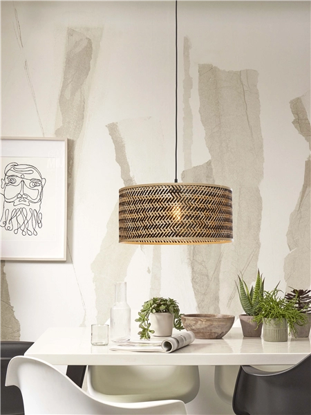 Een Hanglamp Java bamboe rond recht dia. 50xh.22cm zw nat. koop je bij Meubels and More