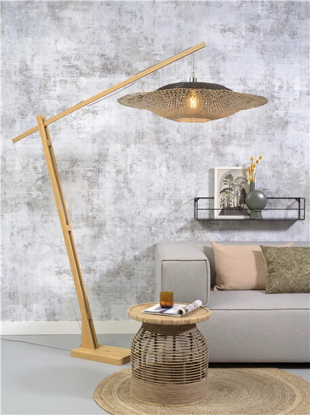 Een Vloerlamp Kalimantan bamboe h.207cm kap horiz.87x20cm zw nat. koop je bij Meubels and More