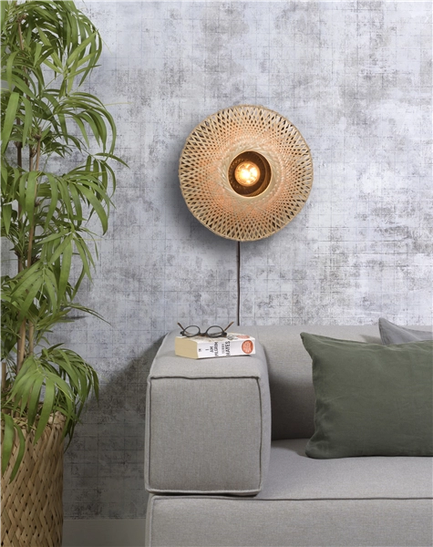 Een Wandlamp Kalimantan bamboe plat dia.44xh.12cm S koop je bij Meubels and More