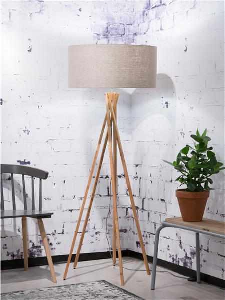 Een Vloerlamp bamboe 5-poot Kilimanjaro h.160cm kap 60x30cm eco linnen donker koop je bij Meubels and More