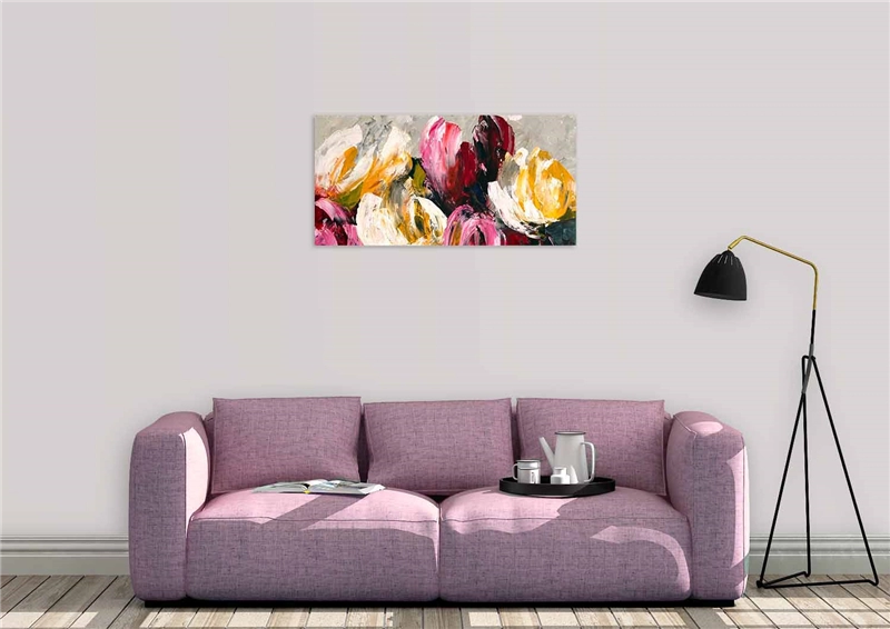 Een Wanddecoratie Flaming Blooms 140x70cm Olieverf koop je bij Meubels and More