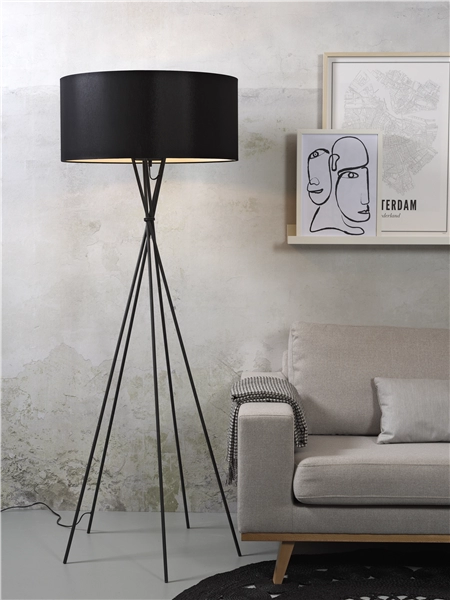 Een Vloerlamp ijzer zwart Lima h.172cm kap 60x30cm zwart koop je bij Meubels and More