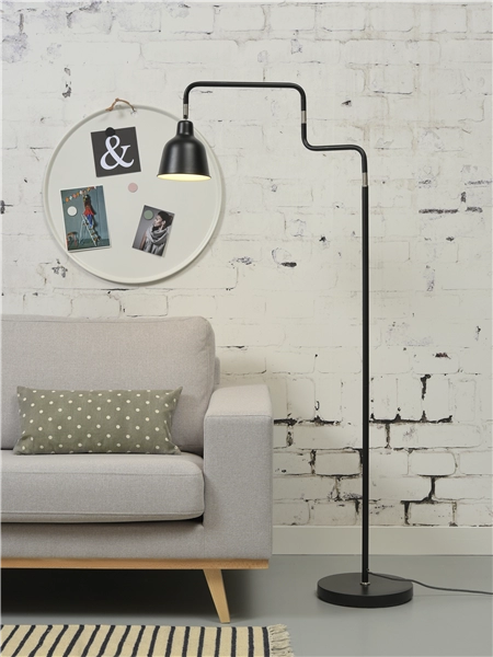 Een Vloerlamp ijzer London b.44xh.150cm kap dia.16xh.16cm zwart koop je bij Meubels and More