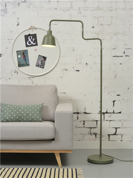 Een Vloerlamp ijzer London b.44xh.150cm kap dia.16xh.16cm olijfgroen koop je bij Meubels and More