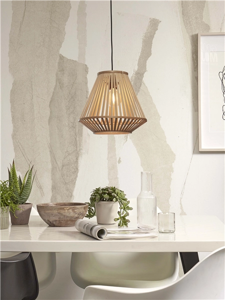 Een Hanglamp Merapi bamboe diamond 30xh.30cm naturel koop je bij Meubels and More