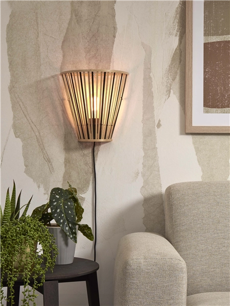 Een Wandlamp Merapi bamboe tapered 30xh.30cm zw nat. koop je bij Meubels and More