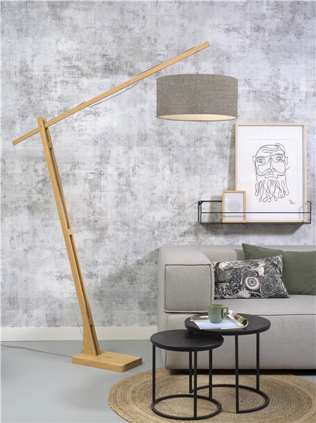 Een Vloerlamp Montblanc bamboe h.207 kap 47x23cm eco linnen donker koop je bij Meubels and More