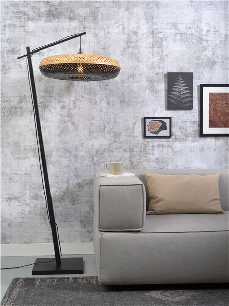 Een Vloerlamp Palawan bamboe zw.h.176cm kap 60x15cm nat zw. koop je bij Meubels and More