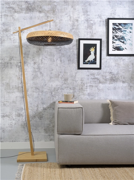 Een Vloerlamp Palawan bamboe nat h.176cm kap 60x15cm nat zw. koop je bij Meubels and More