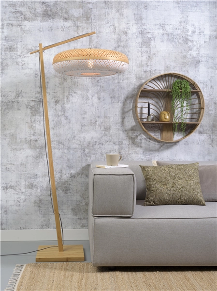 Een Vloerlamp Palawan bamboe nat h.176cm kap 60x15cm nat wit koop je bij Meubels and More