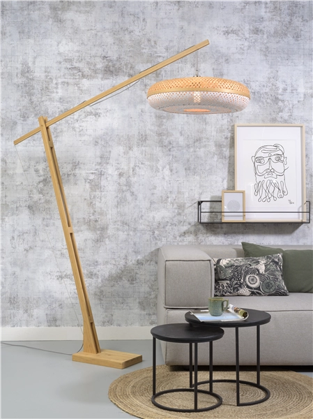 Een Vloerlamp Palawan bamboe h.207cm kap 60x15cm nat wit koop je bij Meubels and More