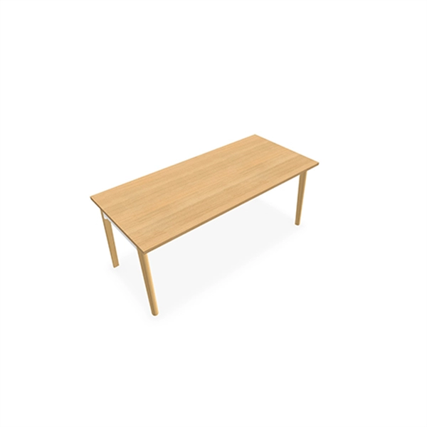 Een Bureau Robin rechthoekig melamine blad voorgeboort voor kabeldoppen bridgepoten massief beuken koop je bij Meubels and More