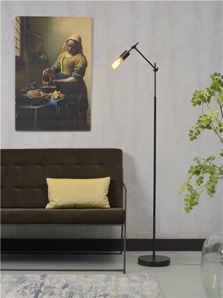 Een Vloerlamp ijzer Sheffield h.170xb.47cm verstelbaar zwart koop je bij Meubels and More