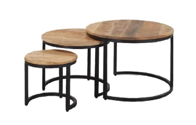 Een Bijzettafel Sorro set van 3 stuks frame zwart koop je bij Meubels and More