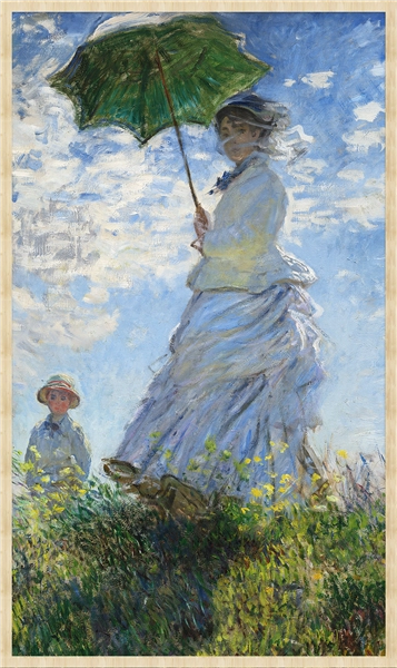 Een Wanddecoratie Woman with a Parasol ΓÇô Madame Monet and Her Son door Claude Monet 70x118cm Forex met blanke lijst koop je bij Meubels and More