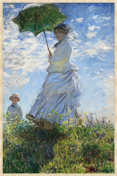 Een Wanddecoratie Woman with a Parasol ΓÇô Madame Monet and Her Son door Claude Monet 98x148cm Forex met blanke lijst koop je bij Meubels and More