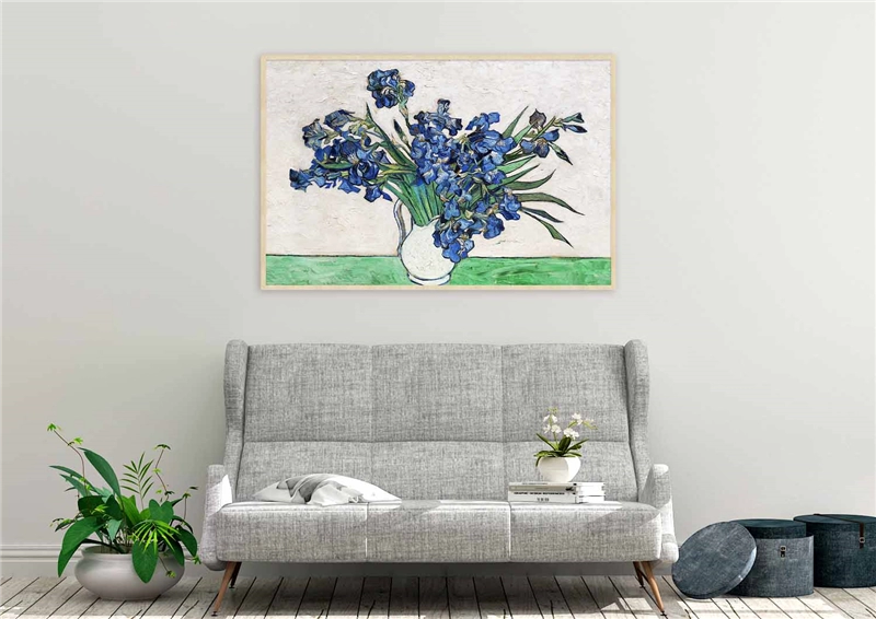 Een Wanddecoratie Irises by Vincent van Gogh 148x98cm Forex met blanke lijst koop je bij Meubels and More