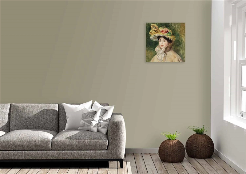 Een Wanddecoratie Lady with Hat by Pierre Auguste Renoir 74x74cm Forex met blanke lijst koop je bij Meubels and More