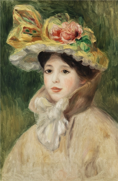 Een Wanddecoratie Lady with Hat by Pierre Auguste Renoir 98x148cm Forex met blanke lijst koop je bij Meubels and More