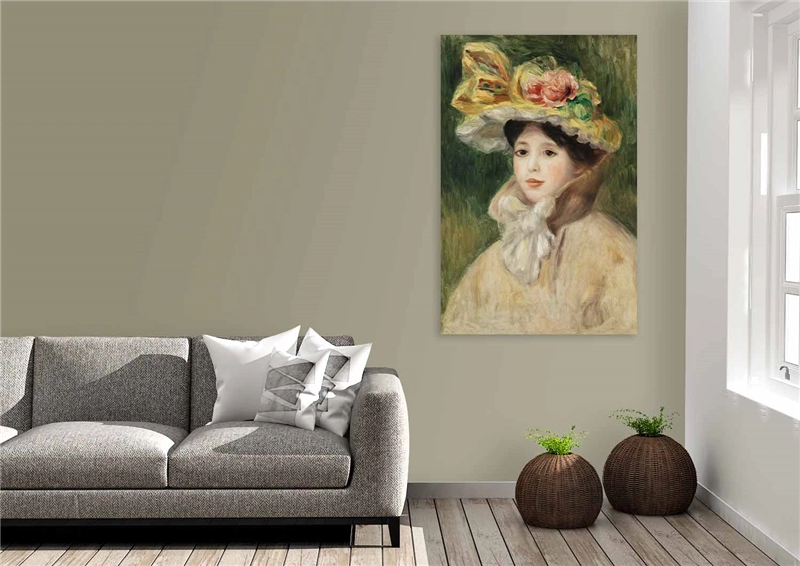 Een Wanddecoratie Lady with Hat by Pierre Auguste Renoir 98x148cm Forex met blanke lijst koop je bij Meubels and More