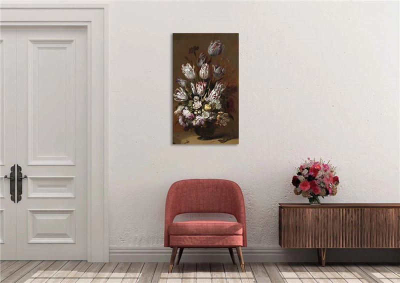 Een Wanddecoratie Still life with flowers by Hans Bollongier 70x118cm Dibond wit koop je bij Meubels and More