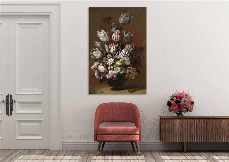 Een Wanddecoratie Still life with flowers by Hans Bollongier 98x148cm Dibond wit koop je bij Meubels and More