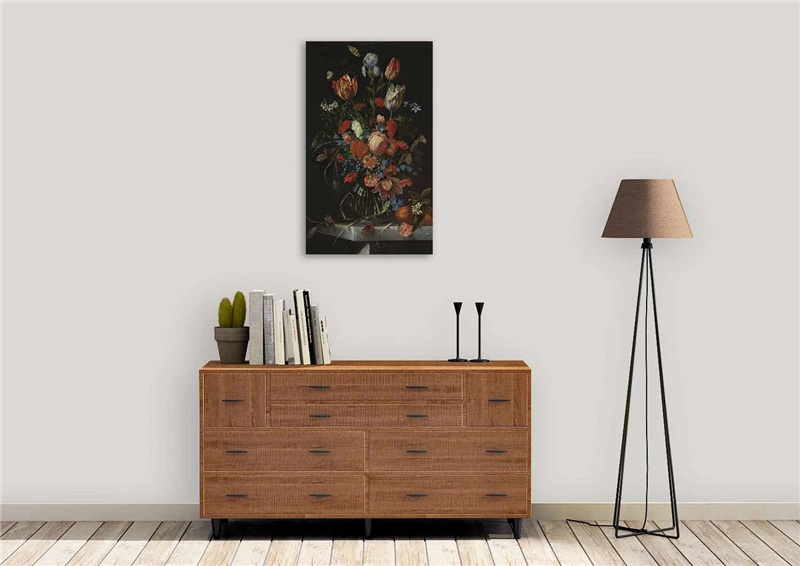 Een Wanddecoratie Vase with Flowers by Jan Davidsz. de Heem 70x118cm Dibond wit koop je bij Meubels and More