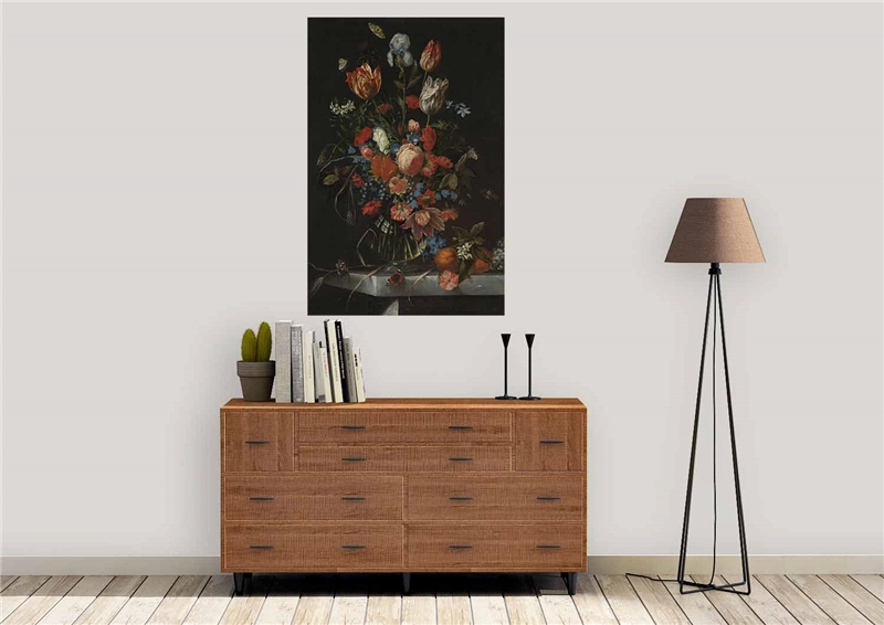 Een Wanddecoratie Vase with Flowers by Jan Davidsz. de Heem 98x148cm Dibond wit koop je bij Meubels and More