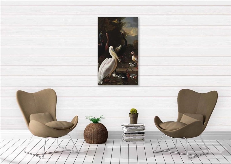 Een Wanddecoratie The floating feather by Melchior d Hondecoeter 70x118cm Dibond wit koop je bij Meubels and More