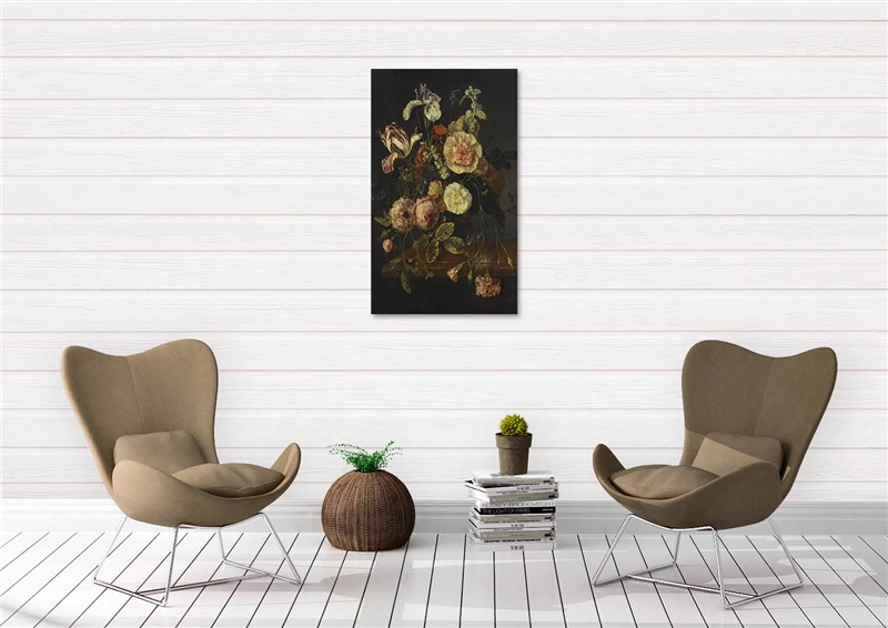 Een Wanddecoratie Still Life with Flowers by Jacob van Walscapelle 70x118cm Dibond wit koop je bij Meubels and More