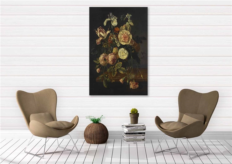 Een Wanddecoratie Still Life with Flowers by Jacob van Walscapelle 98x148cm Dibond wit koop je bij Meubels and More