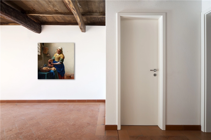 Een Wanddecoratie The Milkmaid by Johannes Vermeer 74x74cm Dibond wit koop je bij Meubels and More