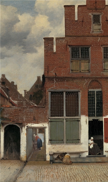 Een Wanddecoratie The Alley by Johannes Vermeer 70x118cm Dibond wit koop je bij Meubels and More