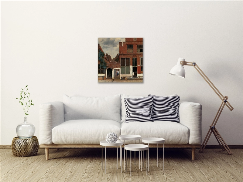 Een Wanddecoratie The Alley by Johannes Vermeer 74x74cm Dibond wit koop je bij Meubels and More