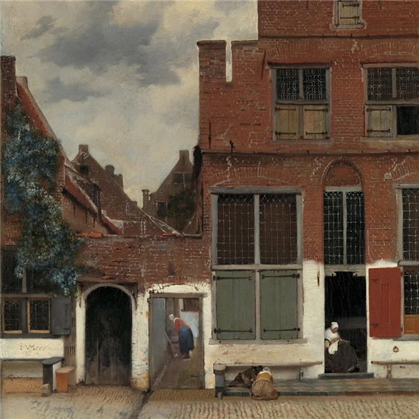 Een Wanddecoratie The Alley by Johannes Vermeer 74x74cm Dibond wit koop je bij Meubels and More