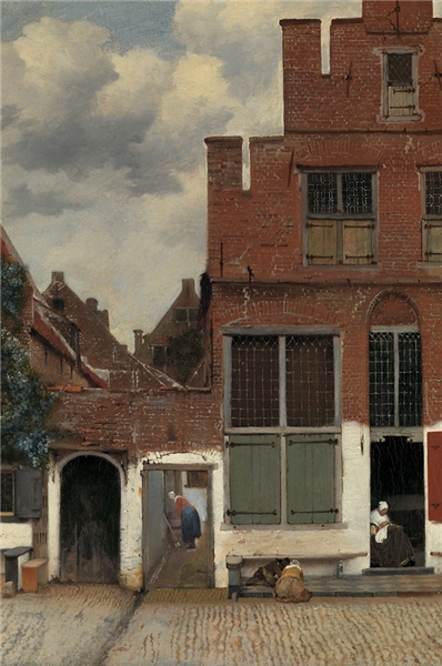 Een Wanddecoratie The Alley by Johannes Vermeer 98x148cm Dibond wit koop je bij Meubels and More