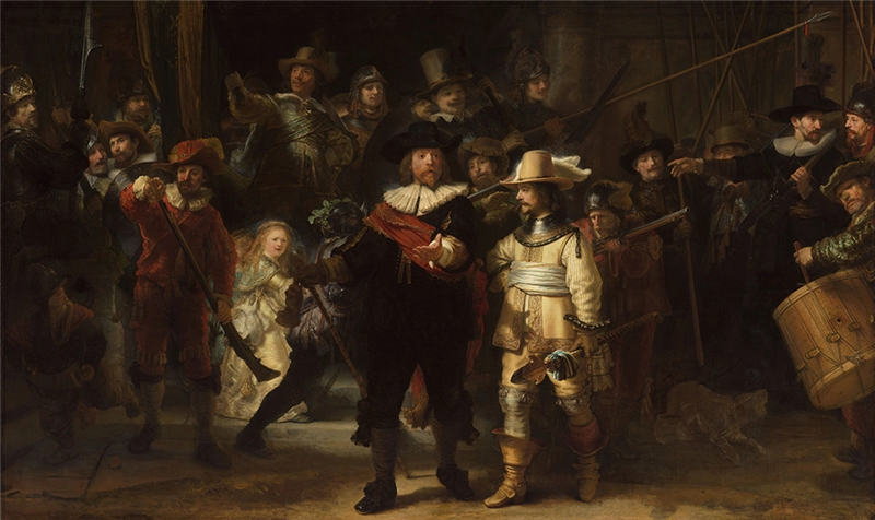 Een Wanddecoratie The Night Watch by Rembrandt van Rijn 118x70cm Dibond wit koop je bij Meubels and More