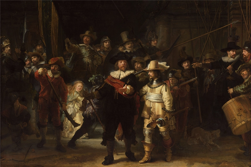 Een Wanddecoratie The Night Watch by Rembrandt van Rijn 148x98cm Dibond wit koop je bij Meubels and More