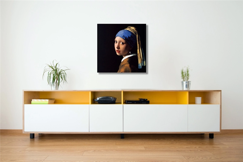 Een Wanddecoratie Girl with a Pearl Earring by Johannes Vermeer 74x74cm Dibond wit koop je bij Meubels and More