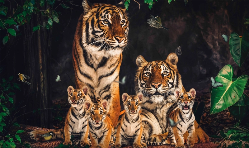 Een Wanddecoratie The Tiger Family 118x70cm Glas koop je bij Meubels and More