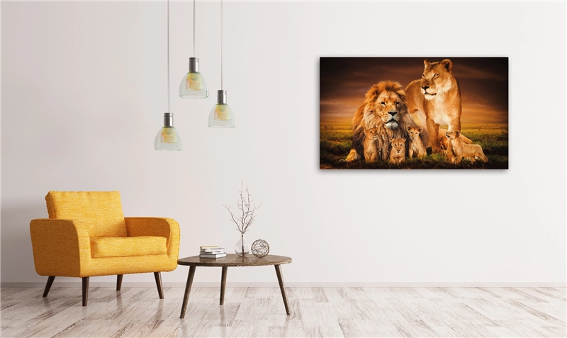 Een Wanddecoratie The Lion Family 118x70cm Glas koop je bij Meubels and More