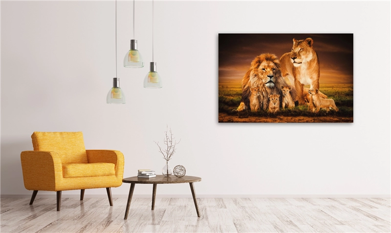 Een Wanddecoratie The Lion Family 148x98cm Glas koop je bij Meubels and More