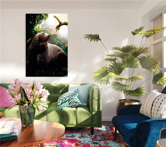 Een Wanddecoratie Bear 98x148cm Dibond wit koop je bij Meubels and More