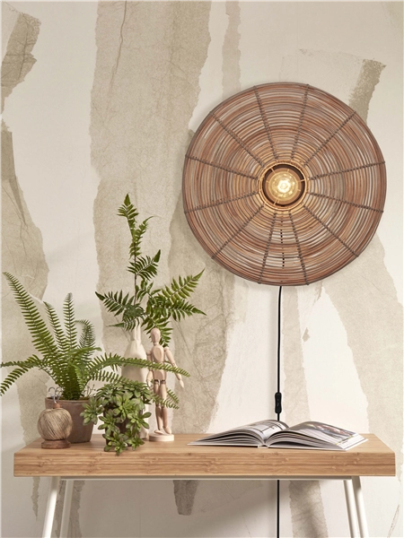 Een Wandlamp Tanami rotan schijf L dia.55xh.14cm naturel koop je bij Meubels and More