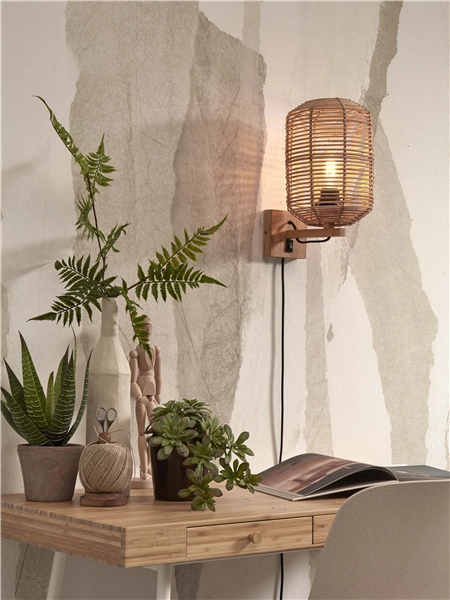 Een Wandlamp Tanami rotan koker S dia.18xh.25cm naturel koop je bij Meubels and More