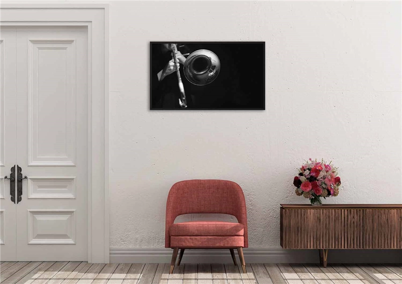 Een Wanddecoratie Music 005 118x70cm Forex met zwarte lijst koop je bij Meubels and More