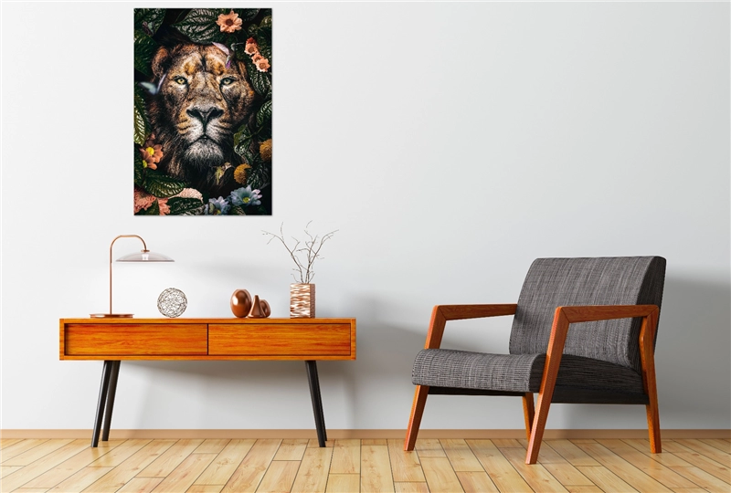 Een Wanddecoratie The Lion 98x148cm Glas koop je bij Meubels and More