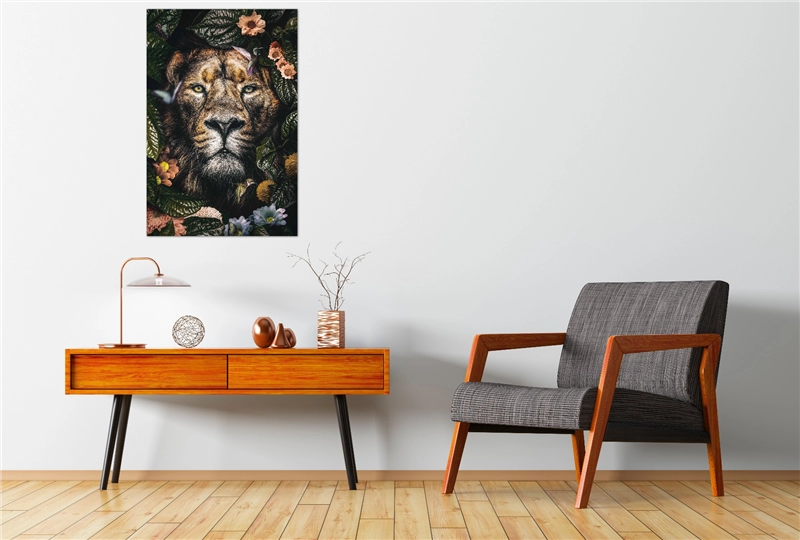 Een Wanddecoratie The Lion 98x148cm RVS koop je bij Meubels and More